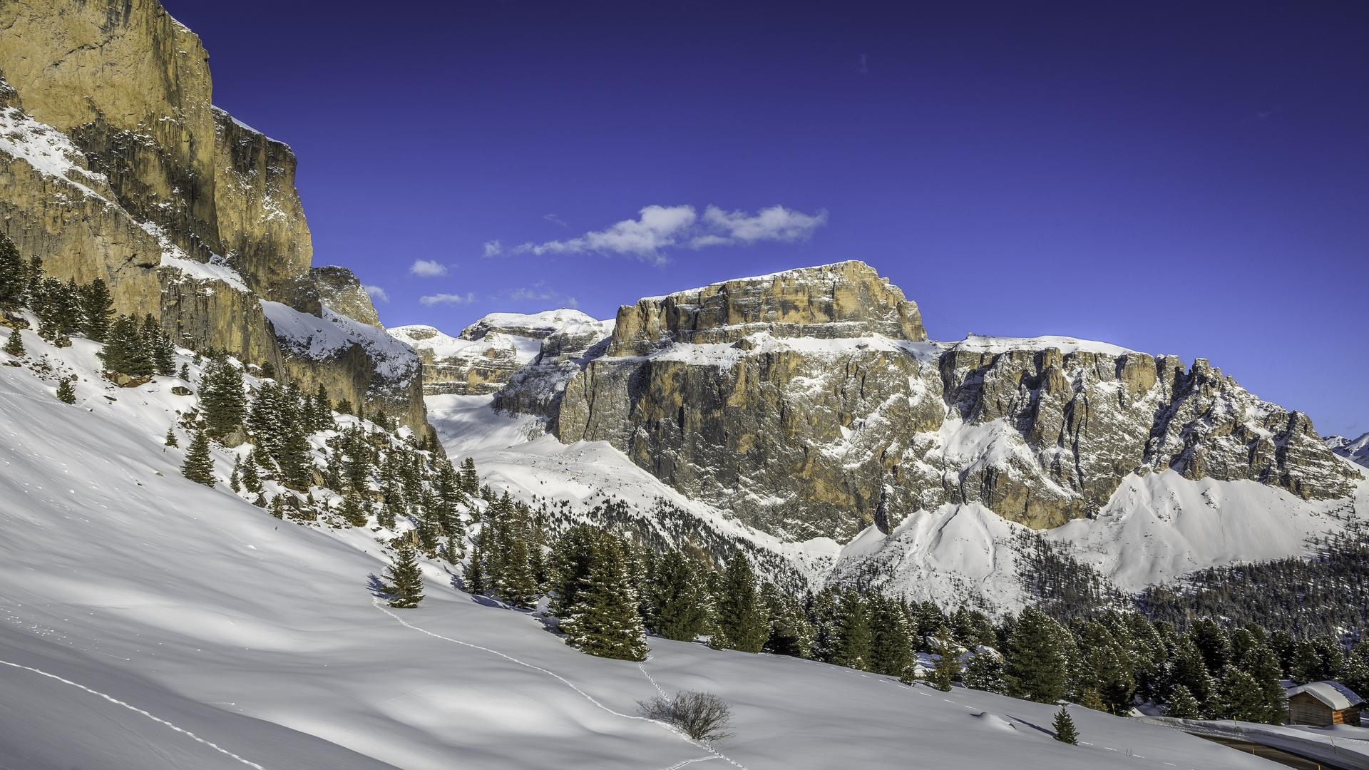 Passo Sella in inverno | © Patricia Ramirez - Archivio Immagini ApT Val di Fassa