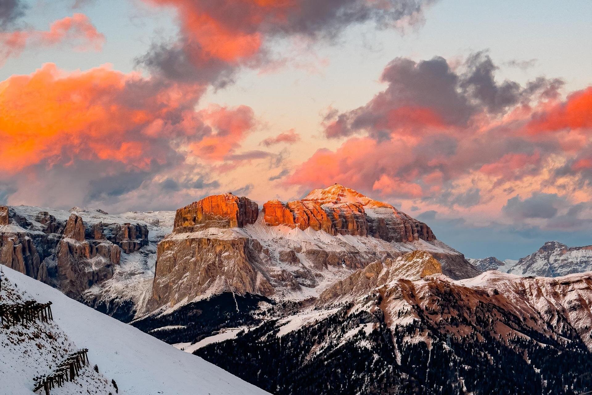 Tramonto skiarea Ciampac Alba